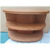 Image 1 : Curved Wooden 3-Tier Shelving Unit 48" x 19" x 34"H (some surface scratches, wear/tear)