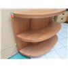 Image 2 : Curved Wooden 3-Tier Shelving Unit 48" x 19" x 34"H (some surface scratches, wear/tear)