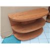 Image 2 : Curved Wooden 3-Tier Shelving Unit 48" x 19" x 34"H (some surface scratches, wear/tear)