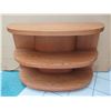 Image 1 : Curved Wooden 3-Tier Shelving Unit 48" x 19" x 34"H (some surface scratches, wear/tear)