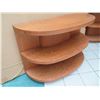 Image 2 : Curved Wooden 3-Tier Shelving Unit 48" x 19" x 34"H (some surface scratches, wear/tear)