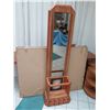 Image 1 : Tall Wood-Framed Mirror w/ Vertical Slatwall Shelf Bracket Rails 8ft X 2ft