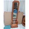 Image 1 : Tall Wood-Framed Mirror w/ Vertical Slatwall Shelf Bracket Rails 8ft X 2ft