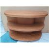 Image 1 : Curved Wooden 3-Tier Shelving Unit 48" x 19" x 34"H (some surface scratches, wear/tear)