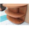 Image 3 : Curved Wooden 3-Tier Shelving Unit 48" x 19" x 34"H (some surface scratches, wear/tear)