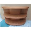 Image 1 : Curved Wooden 3-Tier Shelving Unit 48" x 19" x 34"H (some surface scratches, wear/tear)