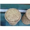 Image 2 : Round Woven Side Tables with Glass Top, Natural Materials 20"Dia, 25"H