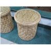 Image 4 : Round Woven Side Tables with Glass Top, Natural Materials 20"Dia, 25"H