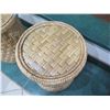 Image 5 : Round Woven Side Tables with Glass Top, Natural Materials 20"Dia, 25"H