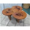 Image 1 : Wooden Tri-Table, Fusion of 3 Round Tables 33"x18"x19"H