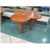 Image 1 : Wooden Tri-Table, Fusion of 3 Round Tables 33"x18"x19"H