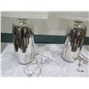 Image 2 : Qty 2 Ceramic Mirrored Lamps w/ White Lampshades, Approx. 30" H