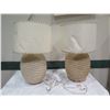 Image 1 : Qty 2 Textured Ceramic Lamps w/ Lampshades (lamshades are warped) Approx. 30" H