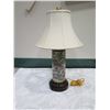 Image 2 : Tall Glazed Porcelain Cylinder Lamp w/ Shade (approx. 31"H w/ shade)