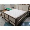 Image 1 : Wooden King Bed w/ Upholstered Headboard, Footboard & Sides, Includes Mattress  (footboard measures 