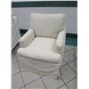 Image 1 : Small-Scale Upholstered Rocking Armchair, Cream, 30" x 23" x 31"Back Ht.