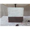 Image 4 : Qty 2 Short Solid Stone Block Lamps w/ Shades (approx. 16"H w/ shades)