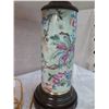 Image 8 : Qty 2 Tall Glazed Porcelain Cylinder Lamp w/ Shades (approx. 30"H w/ shades)