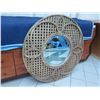 Image 1 : Large Round Pottery Barn Rustic Wood-Framed Mirror, Natural Wood, 4ft Dia.