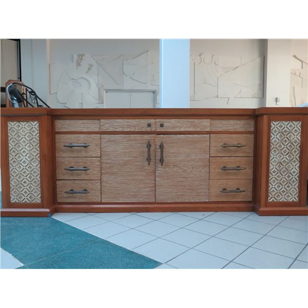 Large 4-Piece Solid Wood Entertainment Center w/ Cabinet & 6 Drawers 120"x30"x43"H