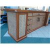 Image 3 : Large 4-Piece Solid Wood Entertainment Center w/ Cabinet & 6 Drawers 120"x30"x43"H