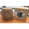 Image 1 : New Crate & Barrel Samar Ottoman Side Table, Thick Woven Design (17" Dia, 19"H)