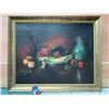Image 2 : Very Large 52X42 Oil Painting on Canvas - Still Life Red Bell Peppers (small damaged areas)