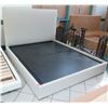 Image 1 : King Bed Frame w/ Canvas-Upholstered Headboard & Sides and 4 Drawers, Tan, Outer Frame Dimensions  7