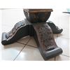 Image 8 : Glass Tabletop w/ Carved Wooden Pedestal Base, 48" X 31", Hooker Preston Ridge