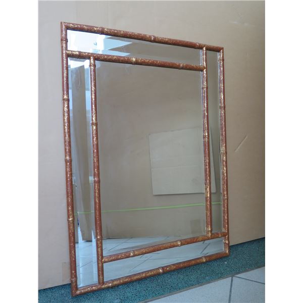 Geometric Rattan-Look Mirror 42" X 30"