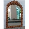 Image 1 : Carved Wooden Mirror, Leaf Pattern, 28.5" X 45.5"