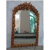 Image 2 : Carved Wooden Mirror, Leaf Pattern, 28.5" X 45.5"