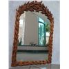 Image 1 : Carved Wooden Mirror, Leaf Pattern, 28.5" X 45.5"