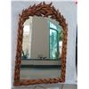Image 1 : Carved Wooden Mirror, Leaf Pattern, 28.5" X 45.5"