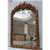 Image 1 : Carved Wooden Mirror, Leaf Pattern, 28.5" X 45.5"