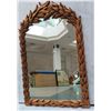 Image 1 : Carved Wooden Mirror, Leaf Pattern, 28.5" X 45.5"