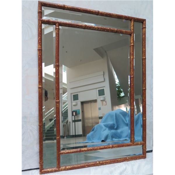 Geometric Rattan-Look Mirror 42" X 30"