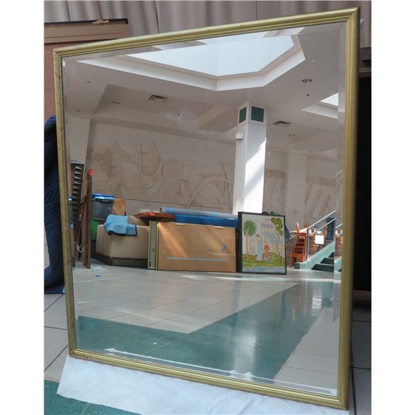 Textured Gold-Tone Metal Frame Mirror 38" x 26"