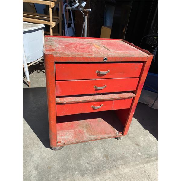 Red rolling tool box