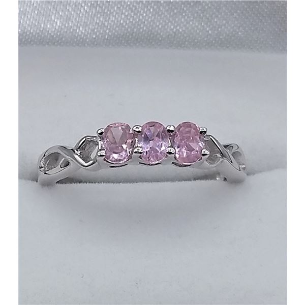 Sterling silver 4x3mm pink CZ Ring with appraisal