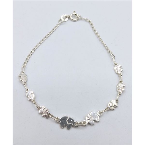 Sterling silver “elephant “ charm bracelet