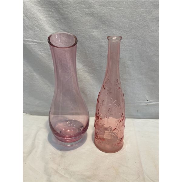 Pink vase and pink bottle