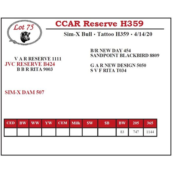 OUT OF SALE - CCAR Reserve H359