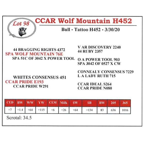 CCAR Wolf Mountain H452