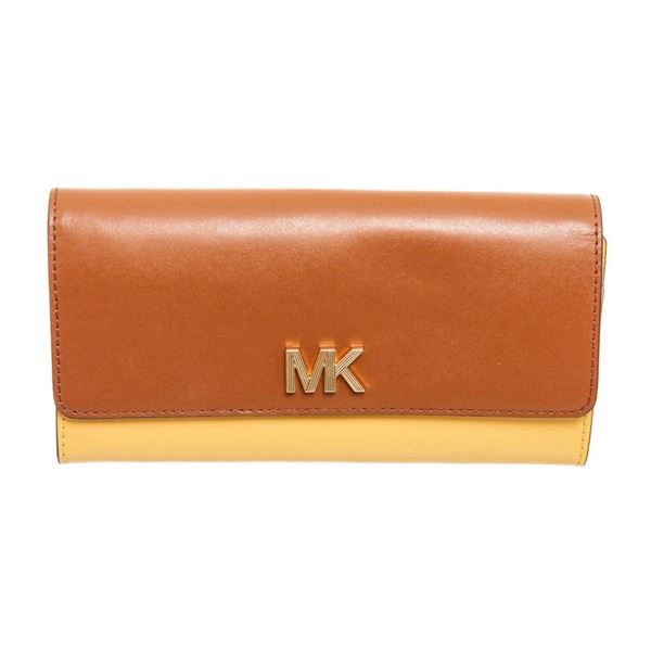 Michael Kors Brown  Yellow Montgomery Flap Wallet