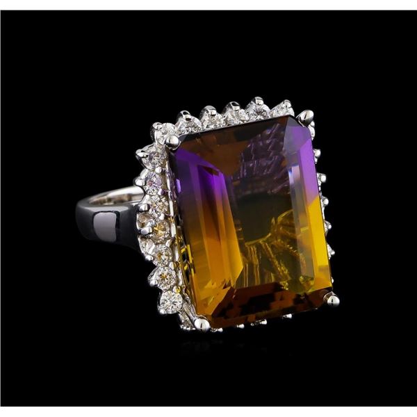 11.18 ctw Ametrine Quartz and Diamond Ring - 14KT White Gold