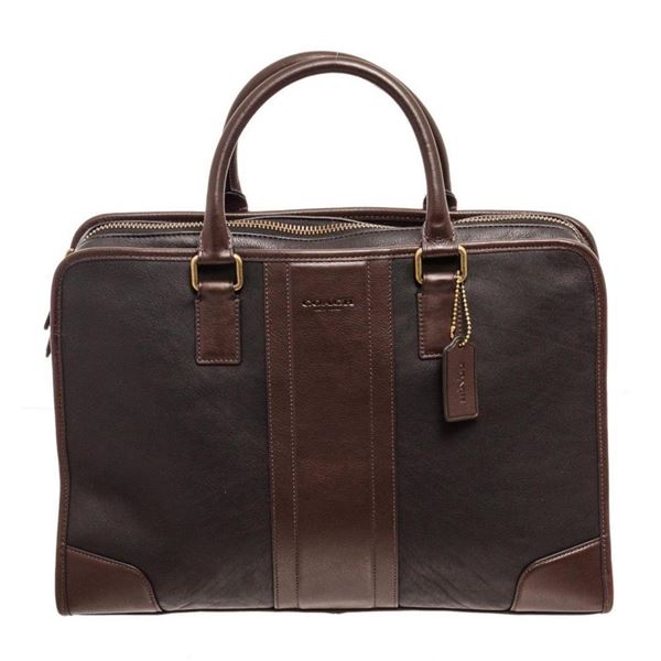 Coach Brown Bombe Leather Directors Brief Messenger Bag