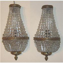 Pair of French Empire bronze & beaded crystal #1740274