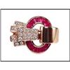 Image 1 : Retro 18K Pink Gold Ruby and Diamond Ring #1740328