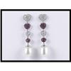 Image 1 : 18K White Gold Pearl, Ruby and Diamond Earrings#1740344